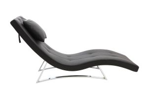 Chaise longue design noir et acier chromé BARTY