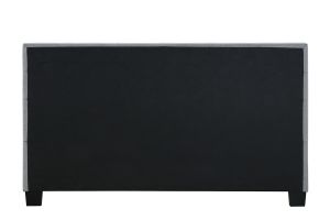 Lit 2 places 160x200 cm en tissu gris capitonné MARQUISE