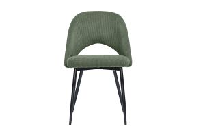 Chaises vintage en tissu velours côtelé vert kaki et métal noir (lot de 2) COSETTE