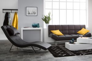 Chaise longue design noir et acier chromé BARTY