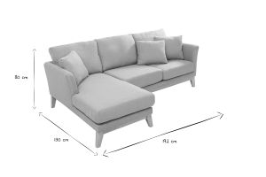 Skandinavisches Ecksofa links OSLO aus lagunengrünem, abziehbarem Stoff