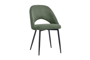 Chaises vintage en tissu velours côtelé vert kaki et métal noir (lot de 2) COSETTE