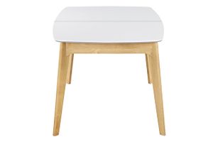 Table extensible rallonges intégrées rectangulaire blanc et bois L140-180 cm MEENA