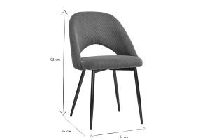 Chaises vintage en tissu velours côtelé vert kaki et métal noir (lot de 2) COSETTE