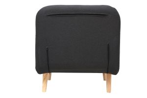 Fauteuil convertible scandinave en tissu gris foncé et bois clair AMIKO
