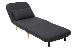 Fauteuil convertible scandinave en tissu gris foncé et bois clair AMIKO
