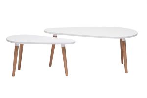 Tables basses gigognes scandinaves blanc et bois clair chêne massif (lot de 2) ARTIK