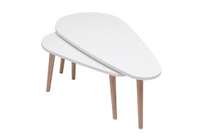 Tables basses gigognes scandinaves blanc et bois clair chêne massif (lot de 2) ARTIK