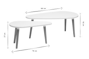 Tables basses gigognes scandinaves blanc et bois clair chêne massif (lot de 2) ARTIK