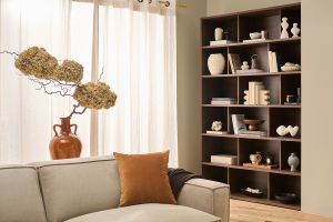 Bibliothèque scandinave finition bois foncé noyer L140 cm EPURE