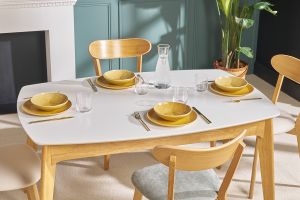 Tavolo estensibile scandinavo bianco e legno L140-180 MEENA