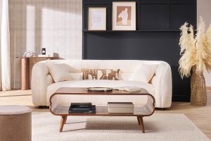 Table basse rectangulaire vintage bois foncé noyer L118 cm TAKLA