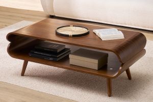 Table basse rectangulaire vintage bois foncé noyer L118 cm TAKLA