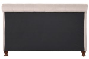 Lit 2 places 160x200 cm en tissu velours beige capitonné RILEY