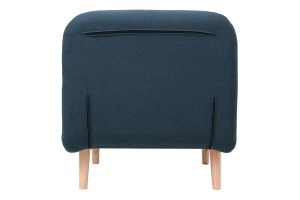 Fauteuil convertible scandinave en tissu bleu foncé et bois clair AMIKO