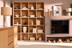 Bibliothèque design finition bois clair chêne L149 cm RYTHM