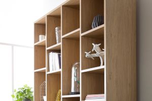 Bibliothèque design finition bois clair chêne L149 cm RYTHM