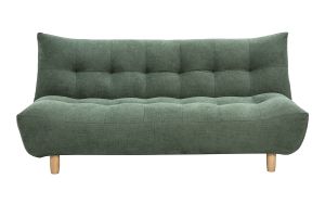 Canapé convertible scandinave 3 places en tissu chenille vert kaki et bois clair YUMI