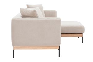 Canapé d'angle droit 4 places en tissu chenille beige et métal noir IVAR
