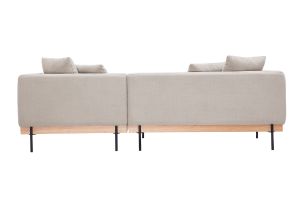 Canapé d'angle droit 4 places en tissu chenille beige et métal noir IVAR
