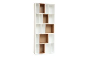 Bibliothèque modulable blanche et finition bois clair chêne L85 cm JAZZ