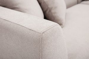 Canapé d'angle droit 4 places en tissu chenille beige et métal noir IVAR
