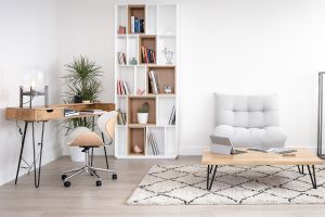 Bibliothèque modulable blanche et finition bois clair chêne L85 cm JAZZ