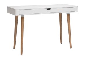 Bureau avec tiroir scandinave blanc et bois clair chêne L115 cm TOTEM