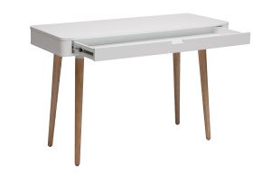 Bureau avec tiroir scandinave blanc et bois clair chêne L115 cm TOTEM