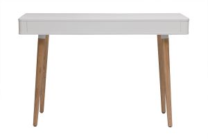Bureau avec tiroir scandinave blanc et bois clair chêne L115 cm TOTEM