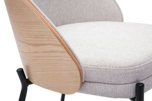 Chaises en tissu effet velours texturé beige, bois clair et métal (lot de 2) TUCSON