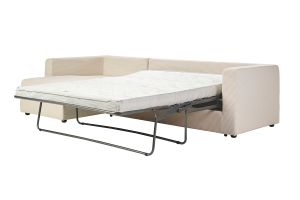 Canapé d'angle gauche convertible 4 places en tissu velours côtelé beige avec matelas 13 cm BACIO