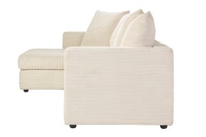 Canapé d'angle gauche convertible 4 places en tissu velours côtelé beige avec matelas 13 cm BACIO