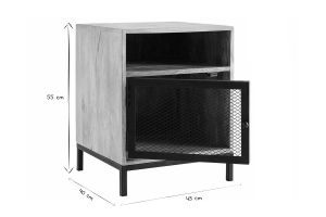 Table de chevet avec rangements industriel bois manguier massif et métal perforé RACK