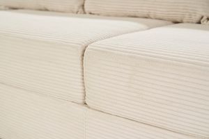 Canapé d'angle gauche convertible 4 places en tissu velours côtelé beige avec matelas 13 cm BACIO