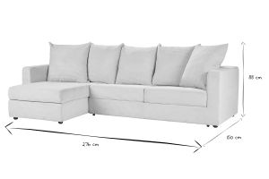 Canapé d'angle gauche convertible 4 places en tissu velours côtelé beige avec matelas 13 cm BACIO