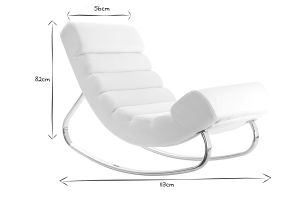 Rocking chair design blanc et acier chromé TAYLOR