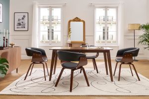 Table à manger extensible scandinave noyer L150-200 cm LEENA