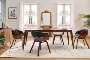 Table à manger extensible scandinave noyer L150-200 cm LEENA