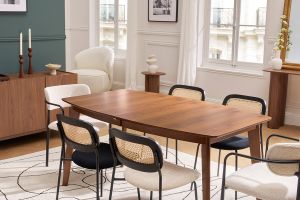 Table à manger extensible scandinave noyer L150-200 cm LEENA