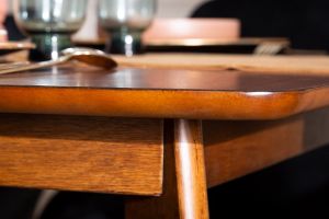 Table à manger extensible scandinave noyer L150-200 cm LEENA