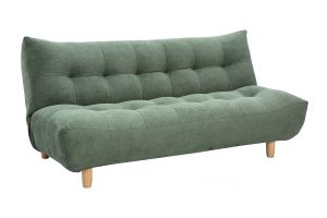 Canapé convertible scandinave 3 places en tissu chenille vert kaki et bois clair YUMI