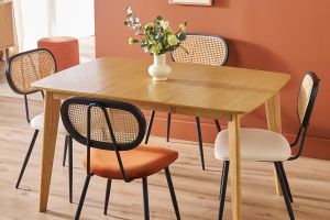 Table à manger extensible scandinave carrée placage chêne L90-130 cm LEENA