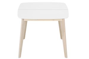 Table à manger extensible scandinave carrée blanche et bois L90-130 cm LEENA