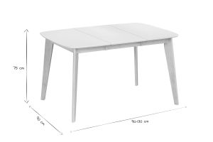 Table à manger extensible scandinave carrée blanche et bois L90-130 cm LEENA