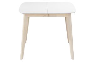 Table à manger extensible scandinave carrée blanche et bois L90-130 cm LEENA