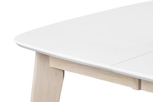 Table à manger extensible scandinave carrée blanche et bois L90-130 cm LEENA
