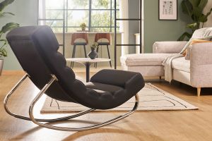 Rocking chair design noir et acier chromé TAYLOR