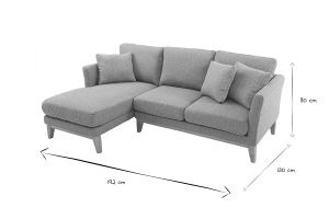 Canapé d'angle gauche déhoussable scandinave 3-4 places en tissu gris clair et bois clair OSLO