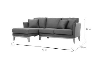 Canapé d'angle gauche scandinave bleu canard déhoussable et bois clair 3-4 places OSLO